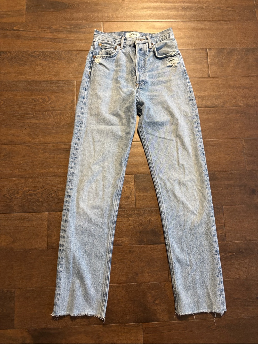 AGOLDE 90s Pinch Waist High Rise Straight Leg Jeans Distressed Size 22